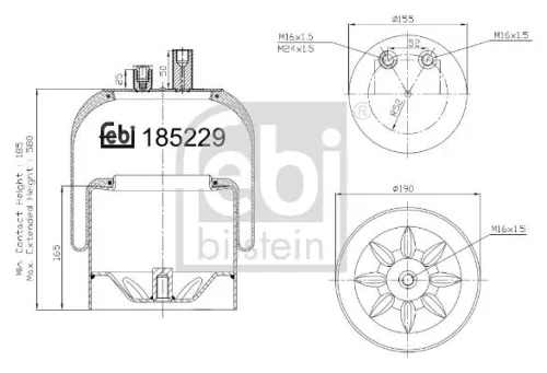 Febi Rear Air Bag Suspension Spring For Mercedes-benz Actros Actros Mp2 / M