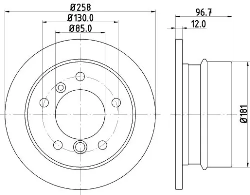 1x  MINTEX Brake Disc MDC1074 258