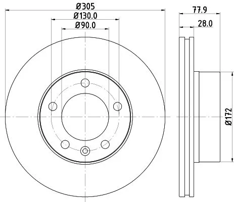 1x  MINTEX Brake Disc MDC1505C 305