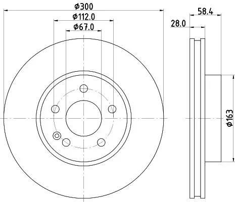 1x  MINTEX Brake Disc MDC1728C 300