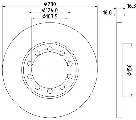 1x  MINTEX Brake Disc MDC1811C 280