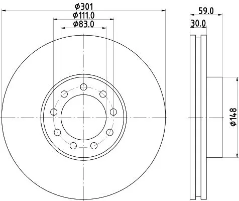 1x  MINTEX Brake Disc MDC1933 301