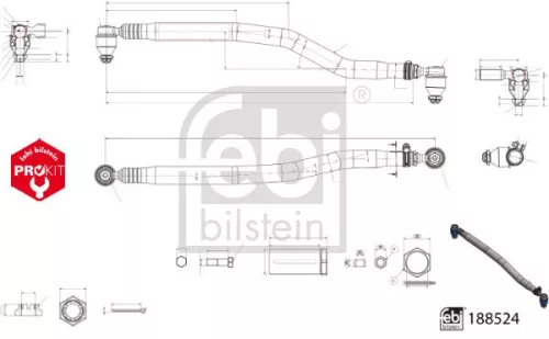 FEBI BILSTEIN FEBI BILSTEIN 188524 Febi Front Outer Centre Rod Assembly For Volvo 8300 8900 9300 9400 9500 