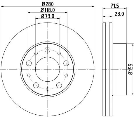 1x  MINTEX Brake Disc MDC2685 280