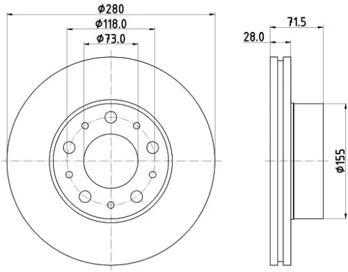 1x  MINTEX Brake Disc MDC2755 280