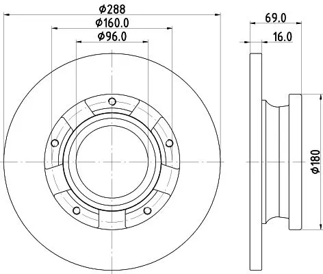 1x  MINTEX Brake Disc MDC2949C 288