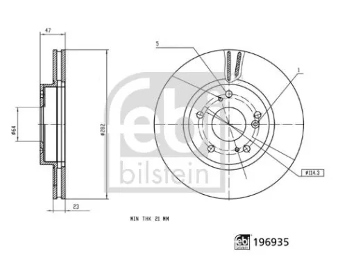 2x Febi Front Internally Vented Brake Disc For Honda E
