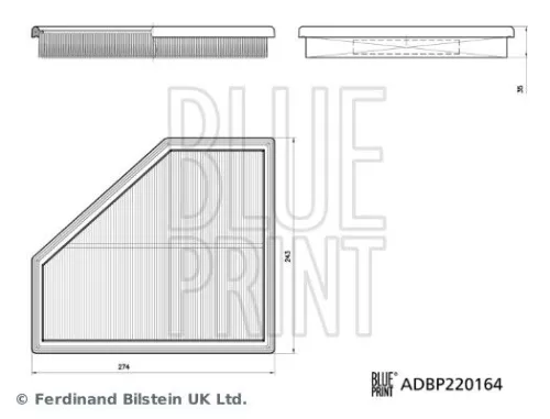 BLUE PRINT BLUE PRINT ADBP220164 Blue Print Right Air Filter For Bmw 2 3 4 Series 