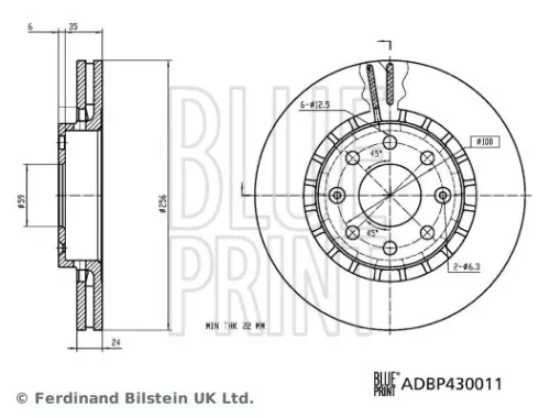 BLUE PRINT BLUE PRINT ADBP430011 2x BLUE Print Front Internally Vented Brake Discs For Chevrolet Aveo / Kalos Sail 