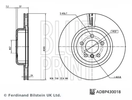 BLUE PRINT BLUE PRINT ADBP430018 2x BLUE Print Rear Internally Vented Brake Discs For Bmw Toyota 2 3 4 5 6 7 8 Ix Sup 