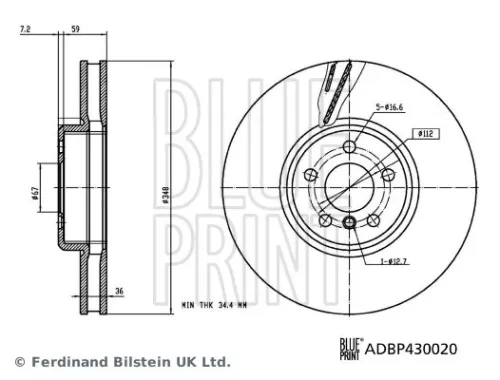 BLUE PRINT BLUE PRINT ADBP430020 BLUE Print Front Left Internally Vented Brake Discs For Bmw Toyota 2 3 4 5 6 7 8  