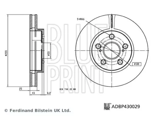 BLUE PRINT BLUE PRINT ADBP430029 2x BLUE Print Front Internally Vented Brake Discs For Toyota Corolla Prius Prius Phv 