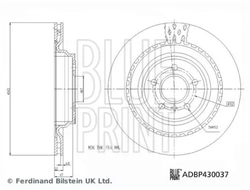 BLUE PRINT BLUE PRINT ADBP430037 2x BLUE Print Rear Internally Vented Brake Discs For Mercedes-benz Gl-class Gle Gls  
