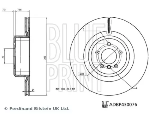 BLUE PRINT BLUE PRINT ADBP430076 2x BLUE Print Rear Internally Vented Brake Discs For Bmw X5 X6 