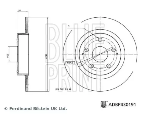 2x BLUE Print Rear Solid Brake Discs For Toyota Yaris Cross