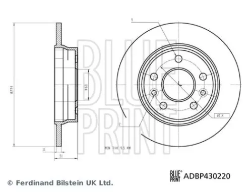 BLUE PRINT BLUE PRINT ADBP430220 2x BLUE Print Rear Solid Brake Discs For Renault Kangoo 