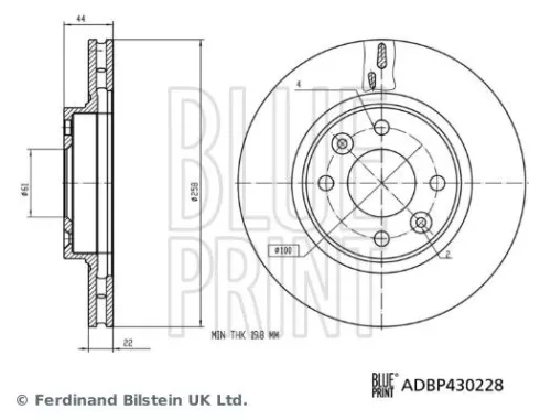 BLUE PRINT BLUE PRINT ADBP430228 2x BLUE Print Front Internally Vented Brake Discs For Dacia Renault Clio Logan Logan 