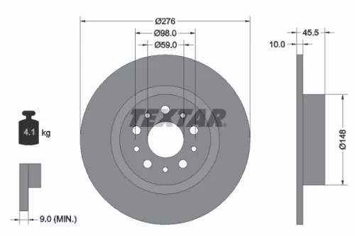1x TEXTAR 2114703 Brake Disc