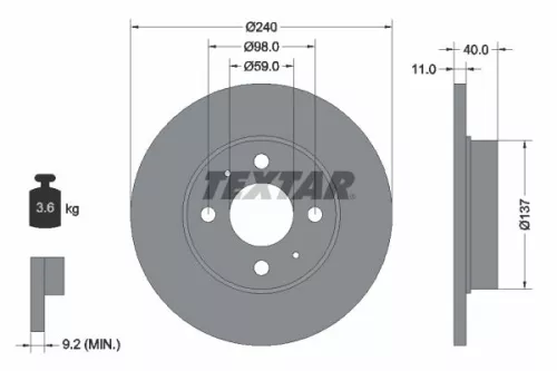 TEXTAR TEXTAR (2143603) 1x Brake Kit, disc brake 