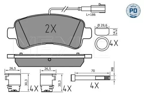 MEYLE MEYLE 025 259 8721/PD Meyle Pd Rear Brake Pad Set For Citroën Fiat Peugeot Boxer Ducato Jumper 
