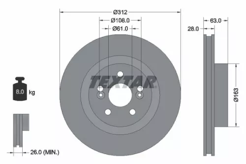 1x TEXTAR 2167703 Brake Disc