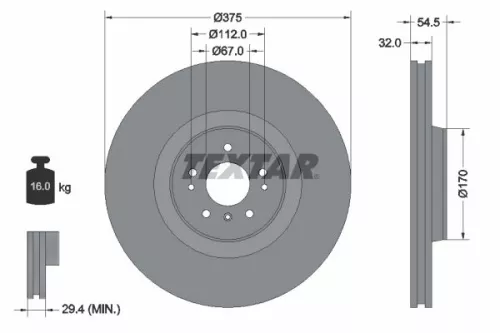 1x TEXTAR 2176603 Brake Disc