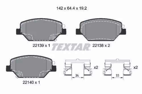 TEXTAR TEXTAR (2213901) 1x Brake Kit, disc brake 