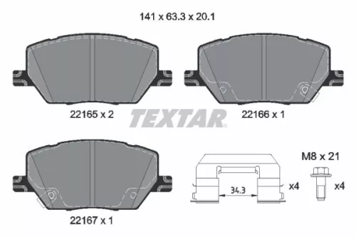 TEXTAR TEXTAR (2216503) 1x Brake Kit, disc brake 