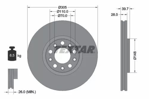 TEXTAR TEXTAR (2216503) 1x Brake Kit, disc brake 