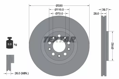 1x  TEXTAR Brake Disc 2220903 330