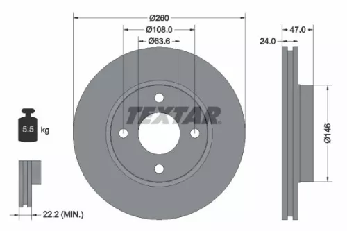 TEXTAR TEXTAR (2307104) 1x Brake Kit, disc brake 