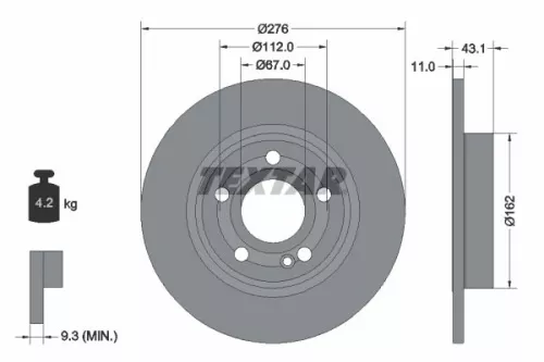 1x TEXTAR 2316803 Brake Disc