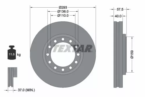 TEXTAR TEXTAR 2317703 1x TEXTAR 2317703 Brake Disc 