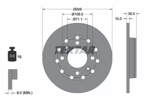 1x  TEXTAR Brake Disc
