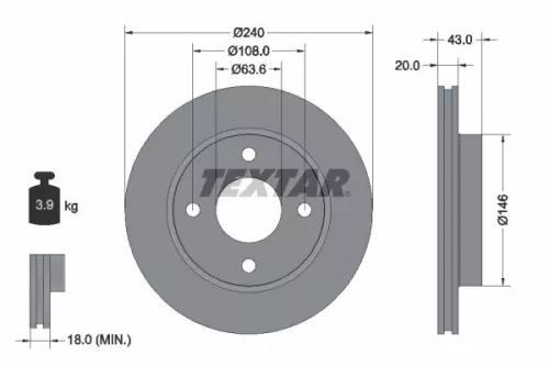 TEXTAR TEXTAR (2330002) 1x Brake Kit, disc brake 