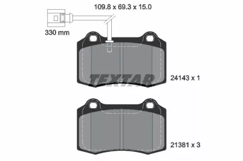 1x TEXTAR 2414301 Brake Pad Set