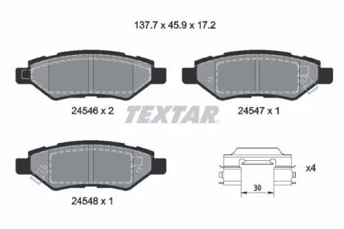 1x TEXTAR 2454601 Brake Pad Set