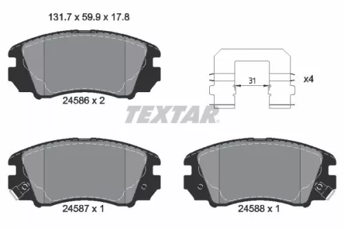 TEXTAR TEXTAR (2458601) 1x Brake Kit, disc brake 