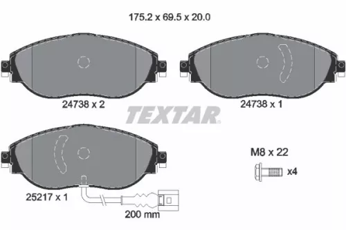 TEXTAR TEXTAR (2473803) 1x Brake Kit, disc brake 
