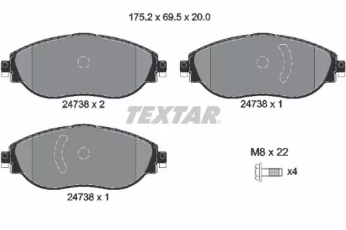 TEXTAR TEXTAR (2473806) 1x Brake Kit, disc brake 