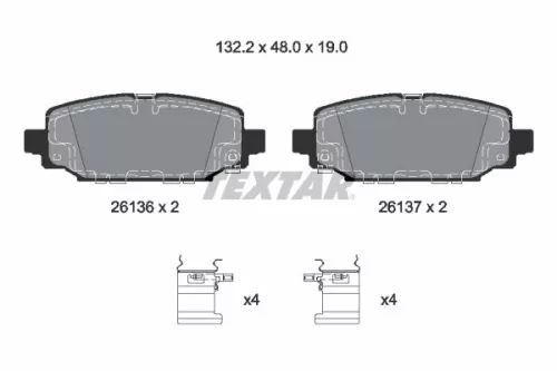 1x TEXTAR 2613601 Brake Pad Set
