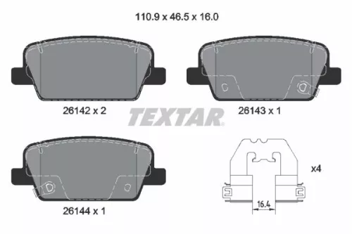TEXTAR TEXTAR (2614201) 1x Brake Kit, disc brake 