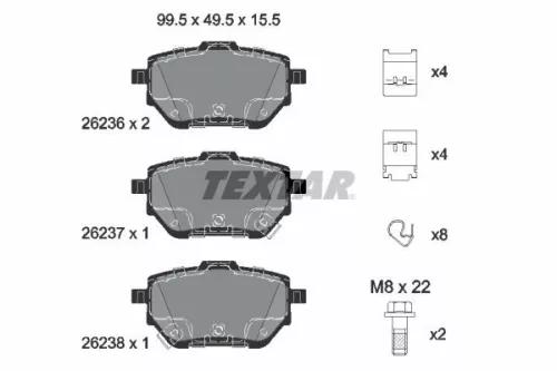 1x TEXTAR 2623601 Brake Pad Set