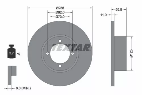 TEXTAR TEXTAR 92005400 1x TEXTAR 92005400 Brake Disc 