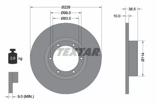 1x  TEXTAR Brake Disc 92009200 228