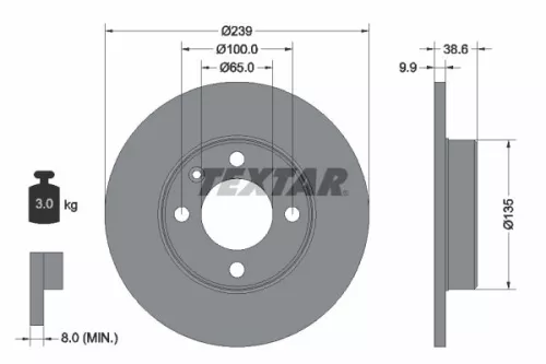 TEXTAR TEXTAR 92009303 1x TEXTAR 92009303 Brake Disc 