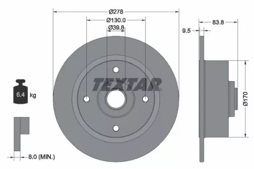TEXTAR TEXTAR 92010300 1x TEXTAR 92010300 Brake Disc 