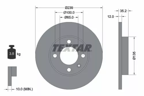 1x  TEXTAR Brake Disc