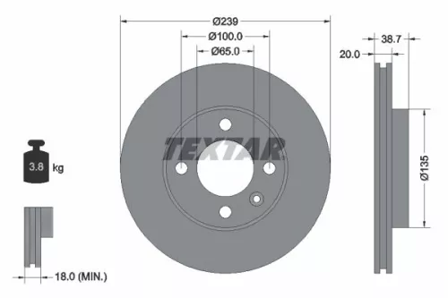 1x  TEXTAR Brake Disc 92012103 239