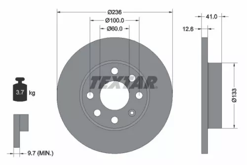 1x  TEXTAR Brake Disc
